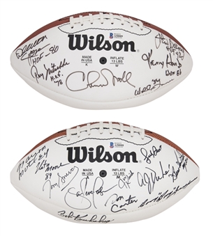 Lot of (2) Football Hall of Famers & Stars Multi Signed Wilson Footballs (Beckett)
